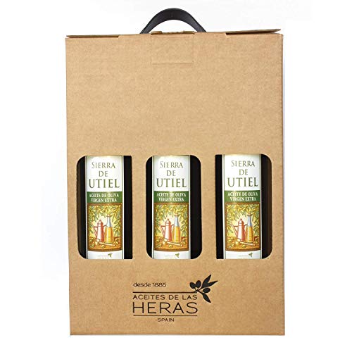 Sierra de Utiel - Aceite de Oliva Virgen Extra Premium - Estuche de 3 botellas de 500 ml - AOVE 100% natural producido en España - Formato ideal para regalar