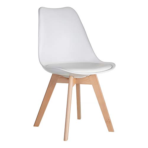 Silla de Comedor nórdica Blanca de Polipropileno, de 49x43x84 cm - LOLAhome