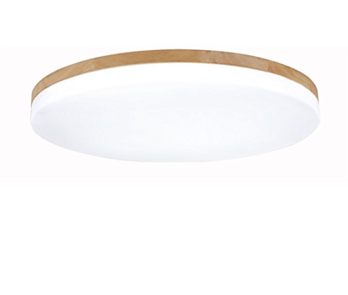 SJUN plafón Madera Salón Lámpara Redonda Plana Salón Proyección Madera Roble lámpara de Techo Dormitorio Vintage lámpara Techo luz de Habitaciones con lámpara LED, Weißes Licht, 63CM 48W