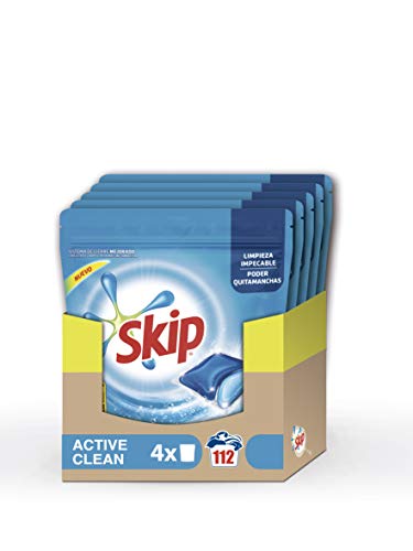 Skip Active Clean Detergente Cápsulas para Lavadora - Paquete de 4 x 28 lavados - 112 lavados