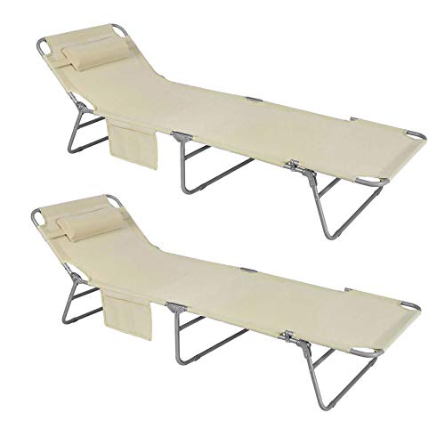 SoBuy OGS35-MIx2,Set de 2 tumbonas, Tumbona inclinable de Acero Plegable con Almohada Playa Piscina Jardín Mecedora,ES(2)