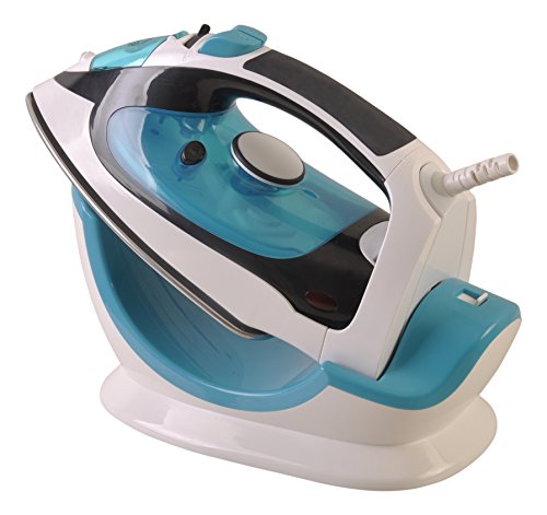 Sogo PLA-SS-6455-B Plancha de vapor inalámbrica y con cable 2 en 1, 2200 W, 0.22 litros, Cerámica, Blanco y Azul