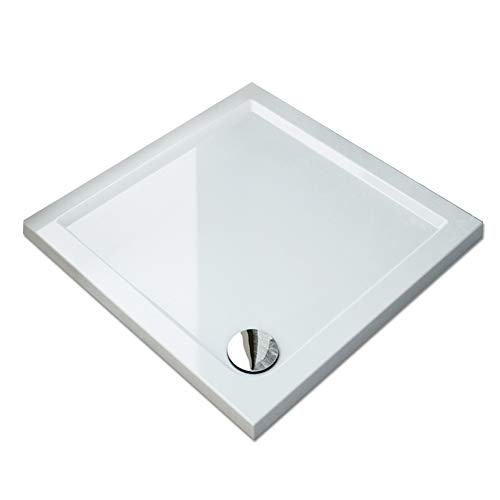 SONNI Plato de Ducha 80x80,Portatil,roca,con Altura 4cm Blanco,Antideslizante,Liso