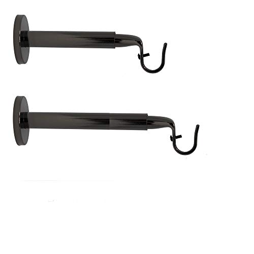 Soporte de Pared Extensible y Barra Ajustable para Las Cortinas, ø 19 mm, Longitud 18-25 cm, Espejo Negro Color (1 Lote 2 Varillas titulares)