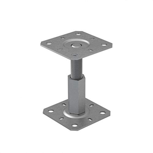 Soporte de poste elevado galvanizado de 100-150 mm de altura ajustable (tamaño: 100 x 100 mm)