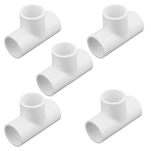 sourcingmap® Adaptador de conector en T 25mm blanco 5pcs Tres vías de montaje del tubo de PVC-U