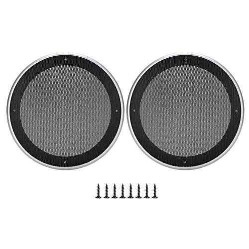 Speaker Grill Mesh, 2pcs 8 Inch Audio Speaker Cover Decorativo Circle Protective Metal Mesh Cover Audio Accesorios.(Plata)