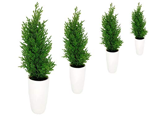 Sprokert 4 x Plantas Artificiales Decorativas Cipres Artificial 55 cm de diseño Realista y Colores Vivos, Ideal para Decoracion hogar