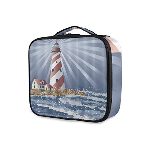 SUGARHE Amanecer Sea Island Faro Faro Phare Decoración,Neceser Maquillaje,Bolsa Cosméticos Organizador Brochas Maquillaje Estuches Portátil