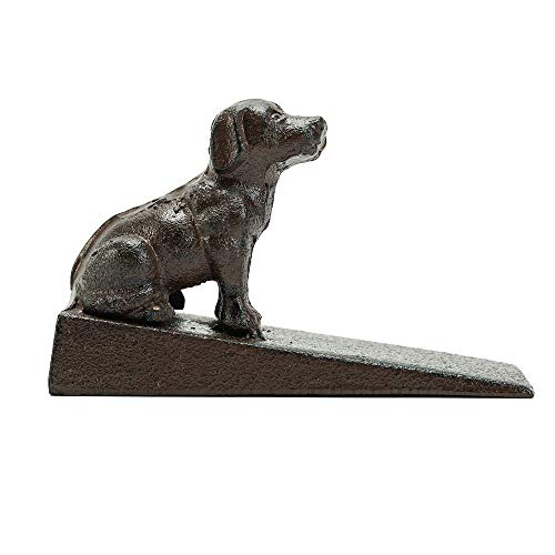 Sungmor Heavy Duty hierro fundido Cute Dog Topes de puerta 15.3 × 5 × 9.5 cm, estilo antiguo | Decorativo lindo animal estatua puerta tapón cuña | Soporte de puerta a prueba de viento para patio patio