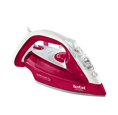 Tefal UltraGliss FV4950 - Plancha (Plancha a vapor, Suela de Durilium, 2 m, 160 g/min, Rojo, Blanco, 40 g/min)