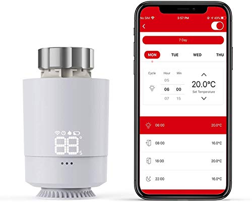 Termostato Inteligente para Radiador, Meterk Controlador de Temperatura del Termostato Calefacción, Modelo SEA802DF, Ajustable de 5 ℃ ~ 30 ℃, Tamaño de Interfaz deVálvula M30x1.5mm