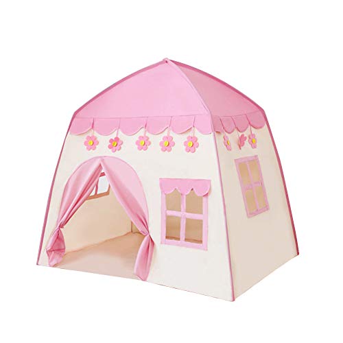 Tienda de campaña de poliéster para jardín, bonito tipi para interior y exterior, para niños, regalo de cumpleaños, princesa, gran juego, fantasía portátil (rosa)