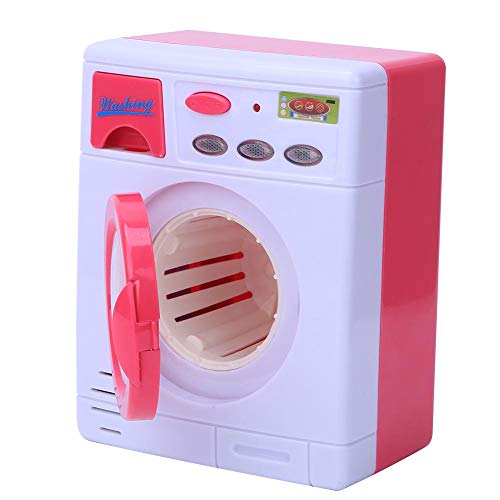 Tnfeeon Juguetes de Mini Lavadora, Lavadora automática de Limpieza Mini Juguete con luz y Sonido Juegos de simulación Casa de Juguete de Regalo para niños niñas(Rosado)