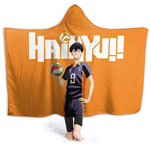 Tonesum Manta clásica con Capucha para niños,Haikyuu Hinata Shoyo Tobio,Manta Suave para Llevar,Mantas de Felpa Arrugadas para la decoración de la Cama del hogar L(153X204CM)