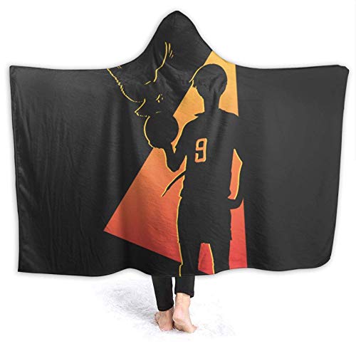 Tonesum Manta clásica con Capucha,Haikyuu Hinata Shoyo Tobio Manta de Tiro Ultra Suave para Llevar,Manta de Tiro sin decoloración para decoración de Dormitorio al Aire Libre L(153X204CM)