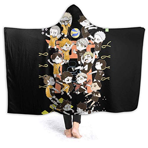 Tonesum Manta Informal con Capucha para Hombre,Haikyuu Hinata Shoyo Tobio,Manta Suave para Llevar,sofá Ligero para decoración de sofá de Camping L(153X204CM)