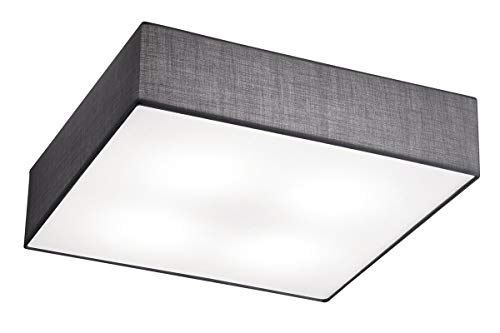 Trio Lighting Embassy Trio 603800487-Plafón LED Cuadrado, IP20, E27, 230 V, Color níquel Mate, 60 W, Gris, 50 x 50 cm