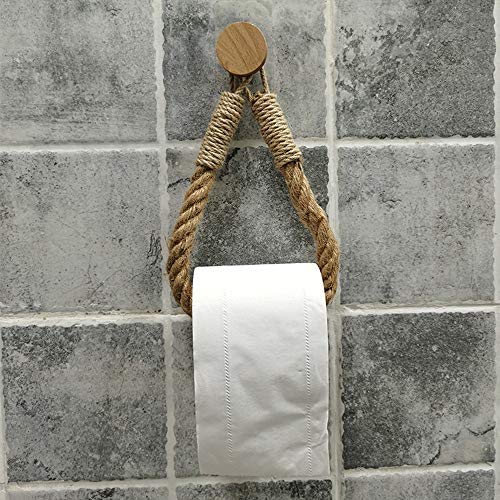 Tukcherry Portarrollos Papel higiénico Vintage – Puerta Toalla – Cuerda Industrial Baño - Portarrollo para Papel Higiénico Autoadhesivo para Baños (3)