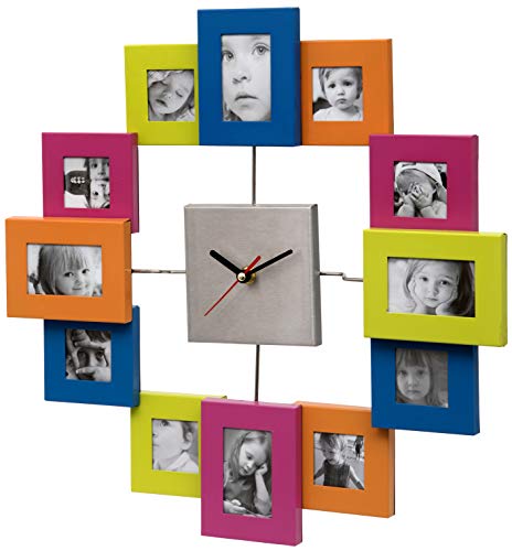 Unity - Reloj de Pared con Marco de Fotos (Aluminio, 39 x 38,5 cm)