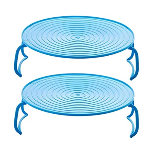 UPKOCH 2 Piezas de Rejillas de Cocina de Vapor Doble Capa Rejillas de Comida Al Vapor Soportes para Platos Al Vapor Microondas Canasta de Cocina Salvamanteles para El Hogar (Azul)