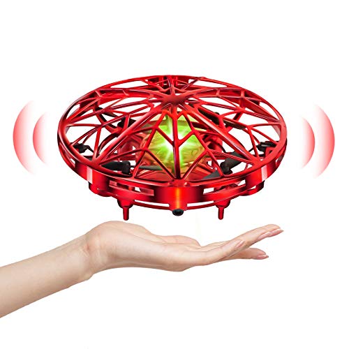 UTTORA UFO Mini Drone para Niños Hand Control RC Inducción Infrarroja de Helicopteros Teledirigidos Juguetes UFO Drones Recargable Flying Toy Libre con Luces LED Regalos para Niños