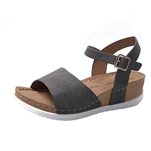 Verano Mujer Sandalias con Correa De Hebilla Plataforma Simple Cuñas Zapatos De Playa Punta Abierta Casual Roma Calzado Tallas Grandes 35-42