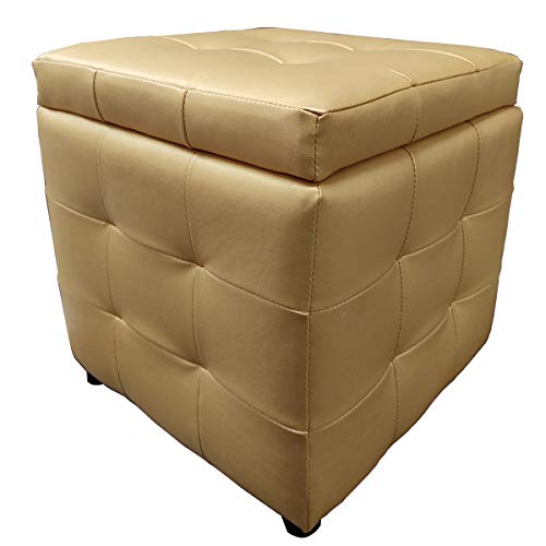 VIP HOGAR Puff DE ALMACENAJE, Taburete REPOSAPIÉS, Asiento Luxury (40 * 40 * 41 CM) (Oro)