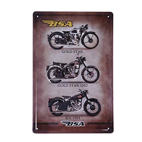 VOSAREA Cartel de chapa BSA Gold Star Motocicleta Vintage Hierro Pared Cartel Metal Cartel Puerta Pared Decoración