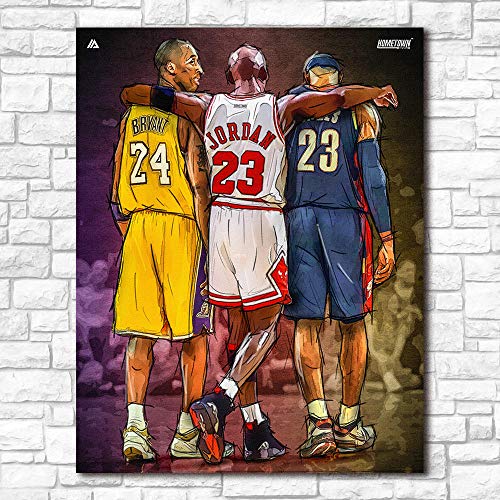 WADPJ Wall Art Print Michael Jordan Kobe Bryant Lebron James NBA Canvas Painting Poster Picture Living Room Home Decor-50x70cmx1 Piezas sin Marco