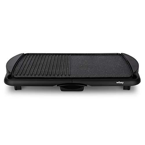 Wëasy STO52 Plancha De Asar Eléctrica con Parrilla, 2000 W, Superficie Amplia, Negro GRX330, Aluminio