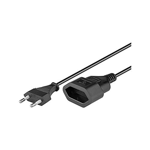 Wentronic 50508 - Cable alargador con enchufe europeo (3 metros), negro