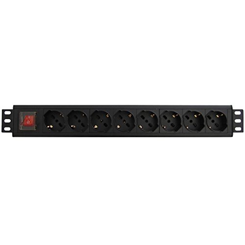 WP Rack Regleta eléctrica de 19 Pulgadas con 8 Tomas universales ITA 10/16 A y Tomas Schuko, Cable de 2 m, Enchufe Italiano 16 A, 250 V/3500 W