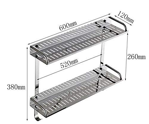 YFG Uyngfjk Bathroom Toilet - Baño con Doble Perforado de Tres Capas 304 Stainless Steel Shelf con Especias Baño Cocina Bathroom de Wall Panel,Punzonado - 60 Cm Dos Pisos a Meseta