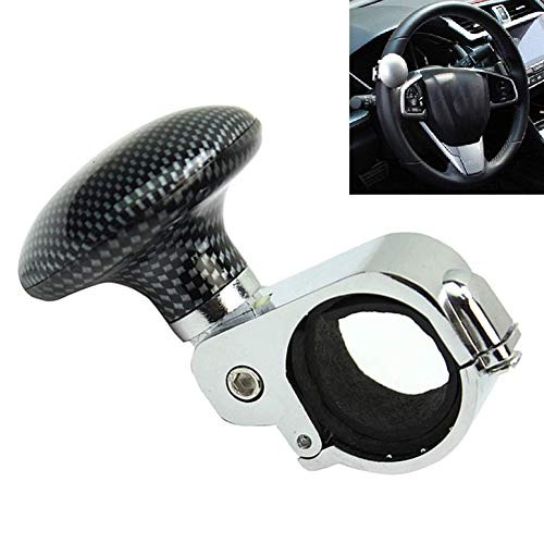 YSHtanj Perilla de control de volante para asientos de coche, accesorios para volante de coche, elegante pomo de fibra de carbono, para mando auxiliar de volante de coche, color negro