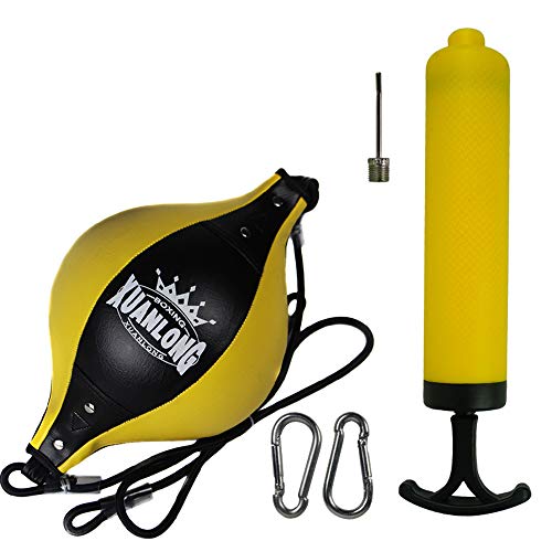 YUANYI Puching Ball De Pera Boxeo Adulto De Doble Extremo Cuero De PU con Bomba Bolsa De Doble Extremo Boxeo Speed ​​Ball Deportes Entrenamiento De Cuerda De Piso A Techo,Yellow2