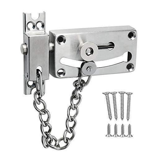 YUOIP® Acero inoxidable Slide Bolt latch puerta cerraduras seguridad antirrobo de bloqueo de puerta con cadena y cierre de resorte