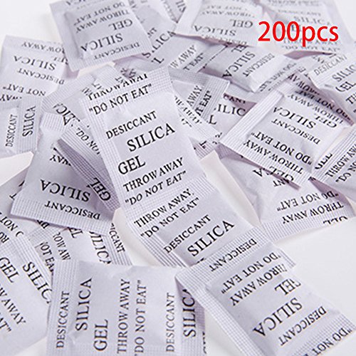 200pcs / pack Bolsas desecantes, Bolsas de gel de sílice Desecante Absorbe la humedad Humedad húmeda Bolsas de agente de secado multipropósito