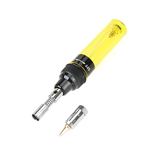 8ML Soldador de butano,PC Gas recargable inalámbrico Iso-Tip Soplete Soplador Soldador Pluma Gas butano para herramienta electrónica de reparación(Amarillo)