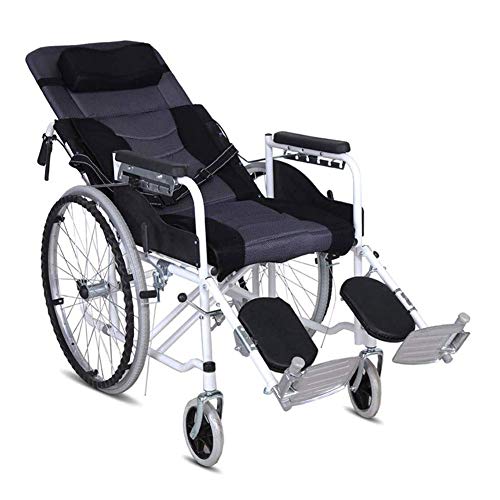 ADAHX Silla De Transporte Bariátrica con Frenos De Mano con Bloqueo, Servicio Pesado Plegable Silla De Ruedas Reclinable De Aluminio con Cinturón De Seguridad Y Bolsa De Almacenamiento,Gris