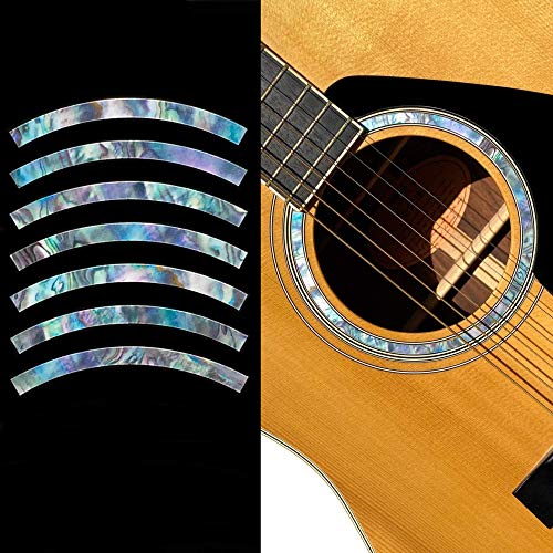 Adhesivos para guitarra acústica con incrustaciones, diseño de roseta, rayas y abulón