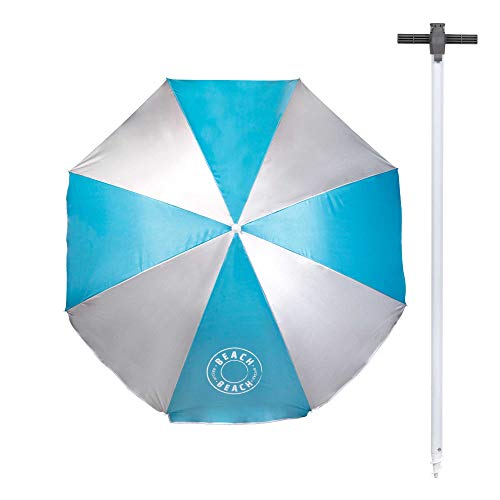 Aktive 62176 - Sombrilla playa 180 cm Pincho integrado y Protección UV 50 Azul Beach