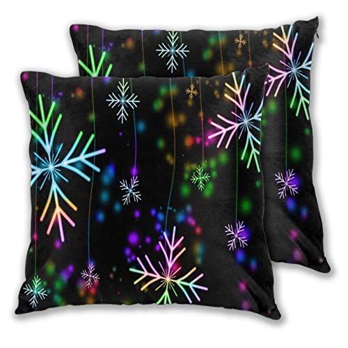 ALLMILL Juego de 2 Decorativo Funda de Cojín,Copos de Nieve Snow Invierno Navidad Vacaciones Diciembre,Funda de Almohada Cuadrado para Sofá Cama