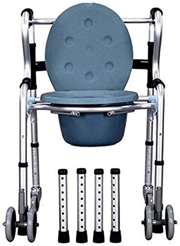 Andadores para discapacidad Andador para Ancianos Ducha portátil reposabrazos Silla de baño WC Silla con Marco de Acero de Ruedas Plegable de Aluminio Ayuda Médica Aseo Silla del Asiento de WC