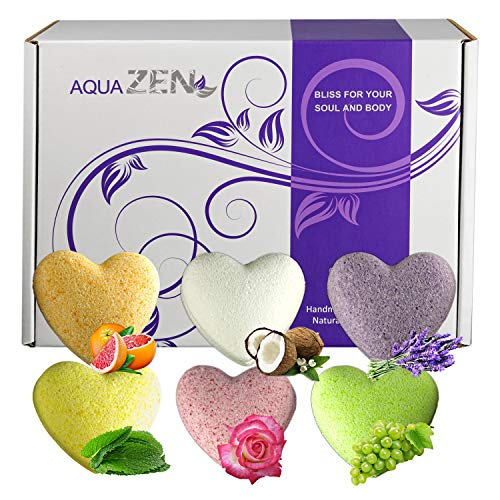 AquaZEN Gift Set Originales Bombas de Baño Corazón Naturales Sal Marina Orgánica Aceite Esencial Corporal Hidratante