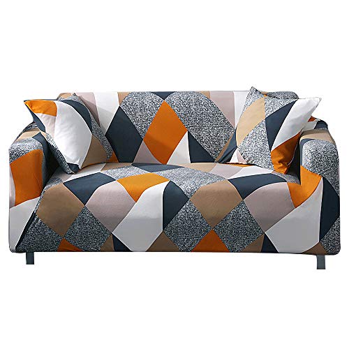 ARNTY Fundas Decorativas para Sofás, Simplicidad Moderna Elastica Funda de Sofa 1/2/3/4 Plazas Antideslizante Funda Protectora para Sofá (Funda Sofa 4 Plaza:231-300cm, Vistoso-Cuadrado)