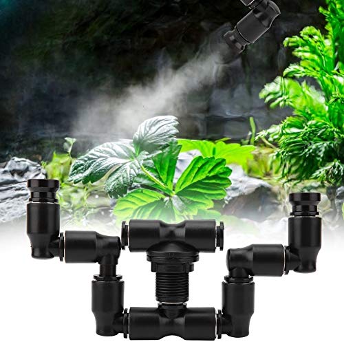 Aspersor de niebla Fogger de reptiles, sistema de nebulización de reptiles de cabeza doble 360 ° ajustable para tanque de selva tropical / flores de plantas de anfibios, conexión para bañera de 1/4 "