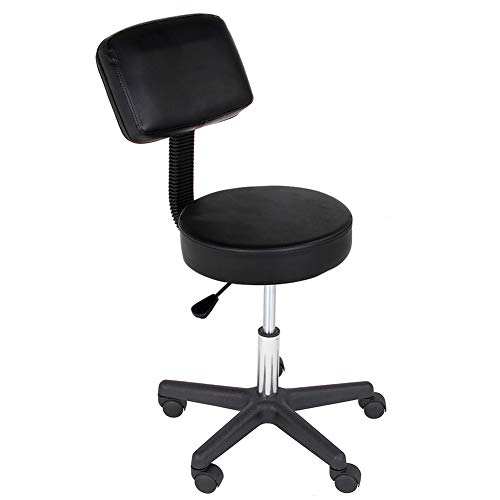 bakaji taburete estetista con Respaldo y Asiento de piel sintética silla giratoria alltezza regulable 5 Ruedas Ideal para Casa, despacho, estudio médico Masaje tatuajes fisioterapia