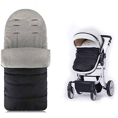 BAYINBROOK Sac de Couchage Bébé,Housse de Pied Hiver Chaud Nids d'ange Velours Epais Couverture Anti-vent Etanche Confortable, Saco de Dormir Para Bebé Funda (gray)