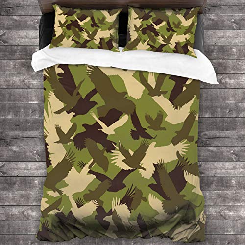 BEITUOLA Juego de Funda nórdica,Estampado de Camuflaje Eagle Open Wings,1 Funda de Edredón y 2 Fundas de Almohada 240 x 260cm